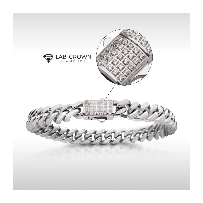 INOX Jewelry 8mm Steel Miami Cuban Chain Bracelet with CNC