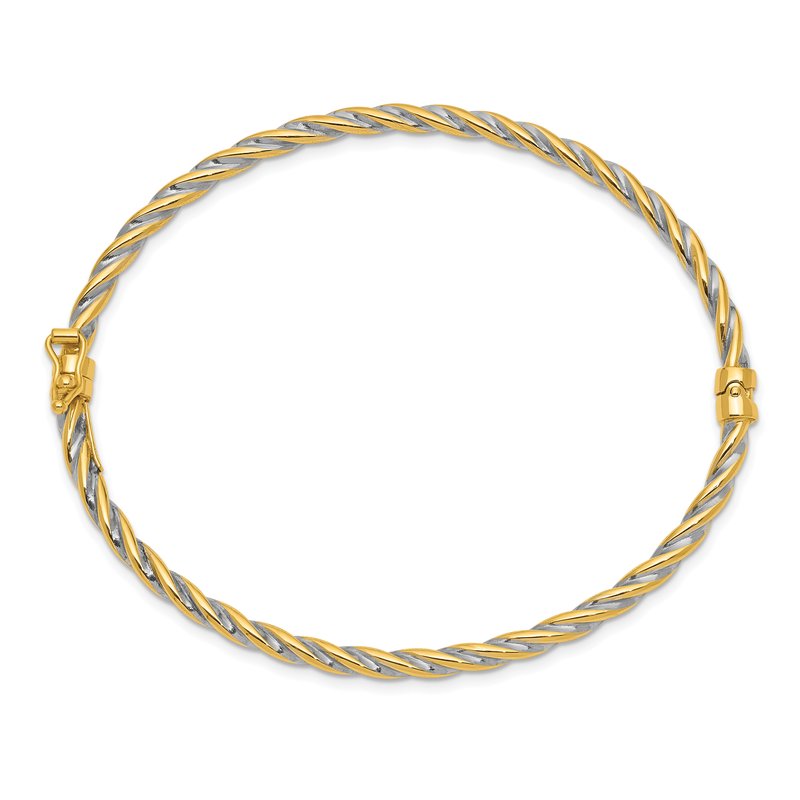 Quality Gold 14k Two-Tone Polished 3.00mm Hinged Bangle Oval