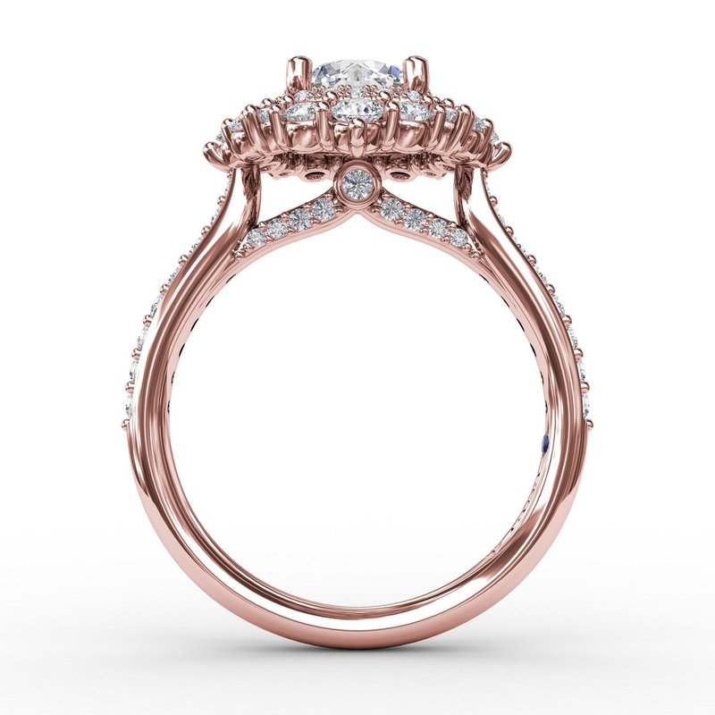 Two-Tone Double Halo Round Diamond Engagement Ring Engagement Ring With ...