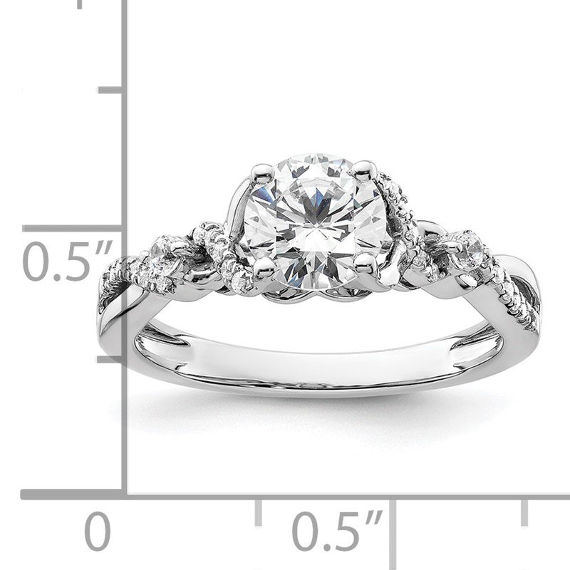14k White Gold Round Lab-Grown Diamond VS/SI GH Round By-Pass Complete Engagement Rings