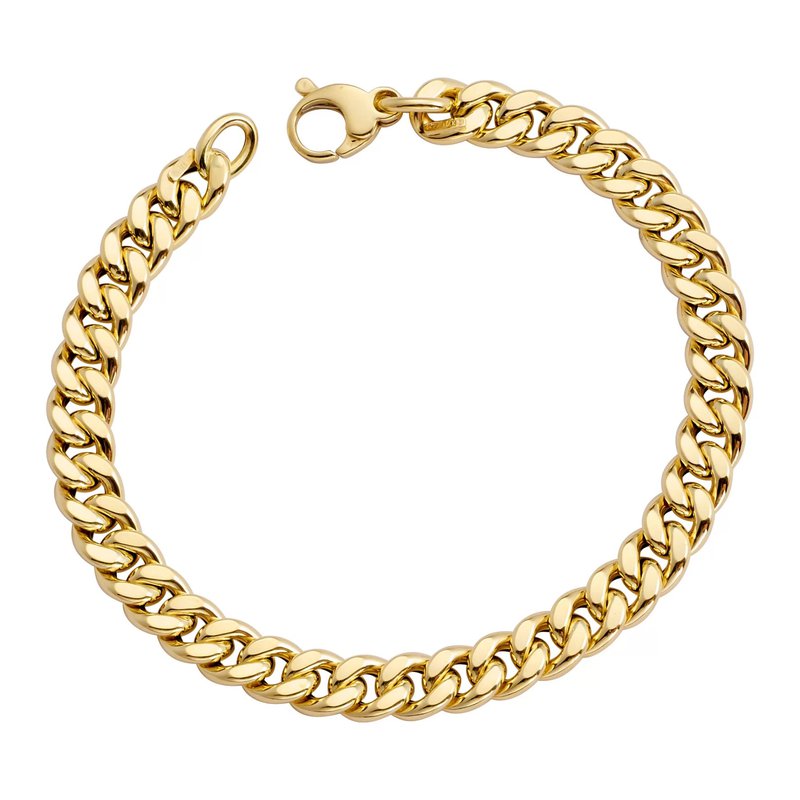 Italian Collection - 14k Yellow Gold 7mm Curb Link Chain Bracelet 
