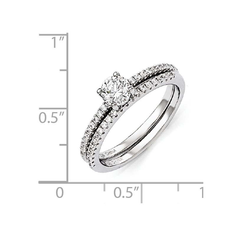 Sterling Silver CZ Brilliant Embers 2-Piece Wedding Set Sterling Silver CZ Brilliant Embers 2-Piece Wedding Set