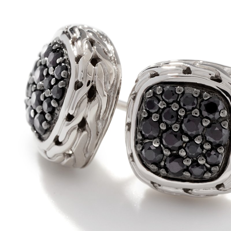 JOHN HARDY Carved Chain Stud Earring, Silver, Pavé