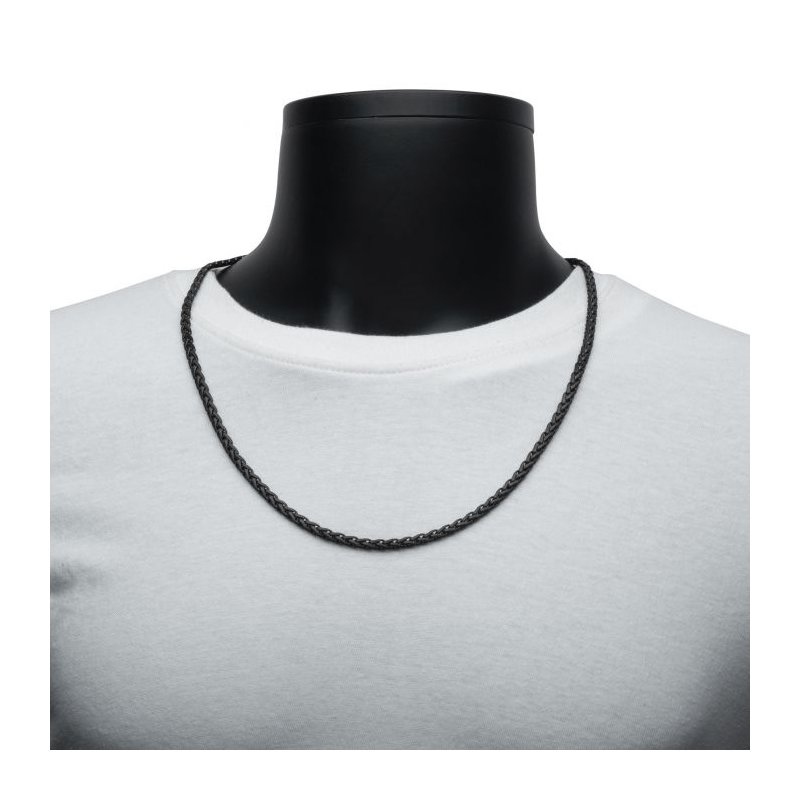 INOX Jewelry 5mm Matte Finish Black IP Stainless Steel Spiga Chain