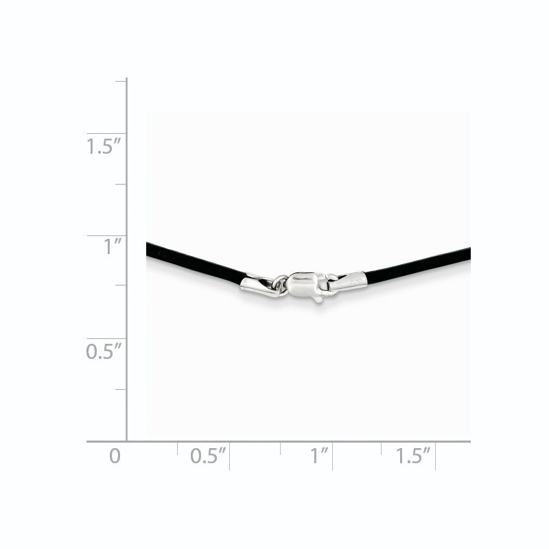 Quality Gold 14k White Gold 1.5mm 16in Black Leather Cord