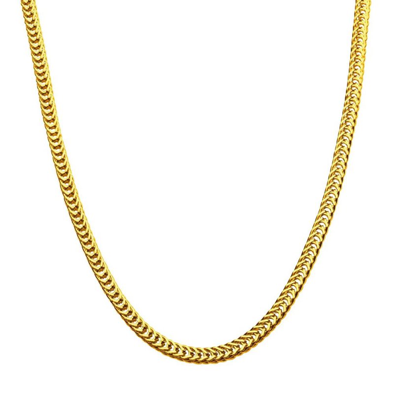 INOX Jewelry 4mm 18Kt Gold IP Foxtail Chain Necklace NSTC2004G