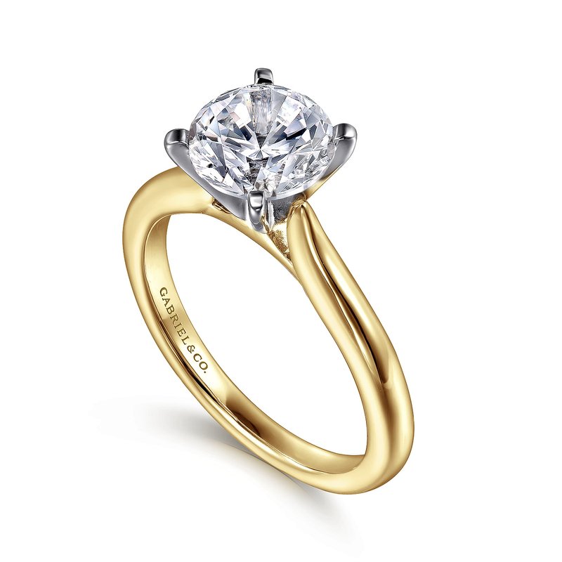 Gabriel Bridal 14K White-Yellow Gold Round Solitaire Diamond