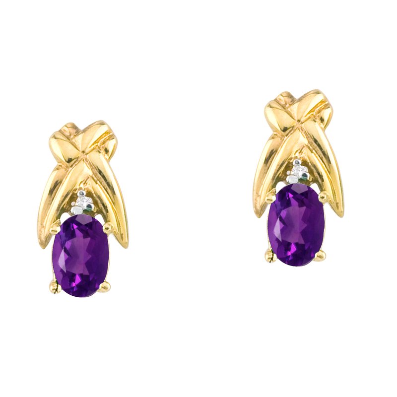 14k Yellow Gold hot & Amethyst Earrings