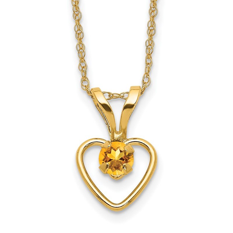 Popular 14k gold citrine heart pendant