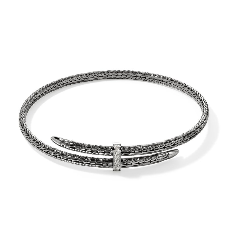JOHN HARDY Spear Coil Choker, Dark Silver, Diamonds
