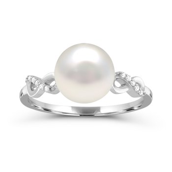 10K White Gold Freshwater Pearl and Diamond 0.030cts Ring R13542PL6W0