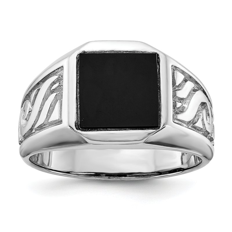 Quality Gold 14k White Gold Men's Onyx Ring Y4016OX - Hobbs