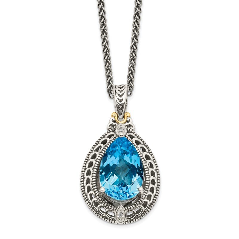 Shey Couture Sterling Silver with 14K Accent London and Swiss Blue and Topaz Necklace Shey Couture Sterling Silver with 14K Accent London and Swiss Blue and Topaz Necklace
