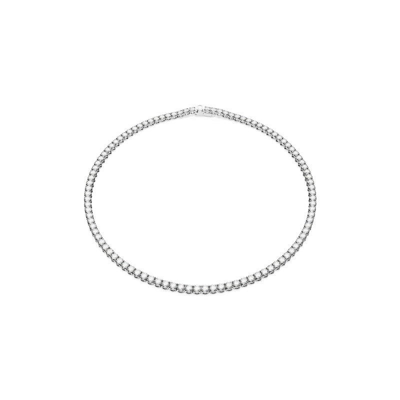 Swarovski Matrix Tennis necklace, Round cut, White, Rhodium plated