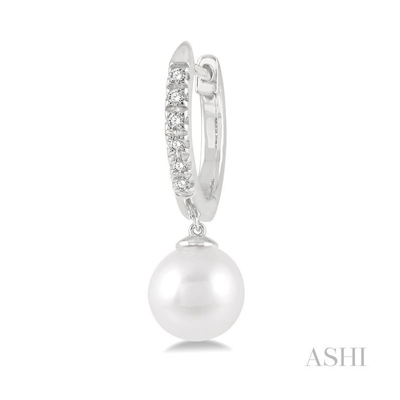 ASHI Pearl & Petite Diamond Huggie Fashion Earrings