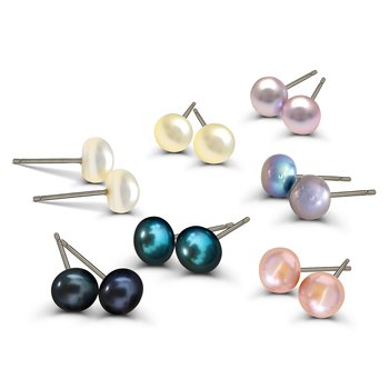 Silvertone Multicolor Pearl  Earring Set JJS91118