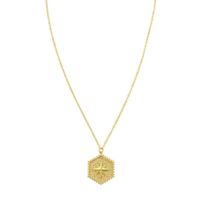 14K Gold Polished North Star Necklace