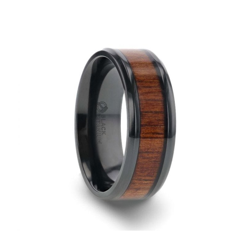 Thorsten LEIFI Black Titanium with Koa Wood Inlay and Bevels - 8mm Thorsten LEIFI Black Titanium with Koa Wood Inlay and Bevels - 8mm
