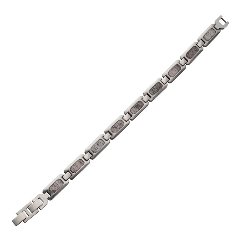 INOX Jewelry Matte Finish Stainless Steel Deer Antler Inlay Link