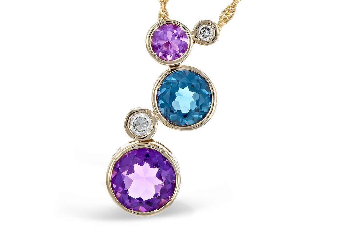 Allison Kaufman 14KT Gold Amethyst & Blue Topaz Necklace G272