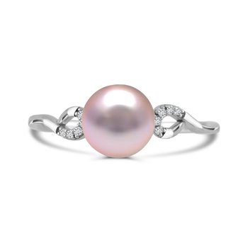 10K White Gold Pink Freshwater Pearl 0.030cts  and Diamond Ring R13539PL6W0