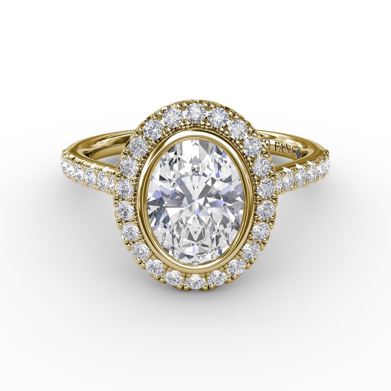 Fana Classic Oval Diamond Halo Engagement Ring With Diamond