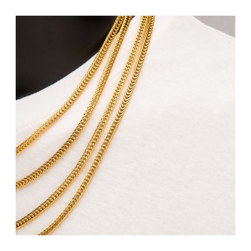 INOX Jewelry 4mm 18Kt Gold IP Foxtail Chain Necklace NSTC2004G