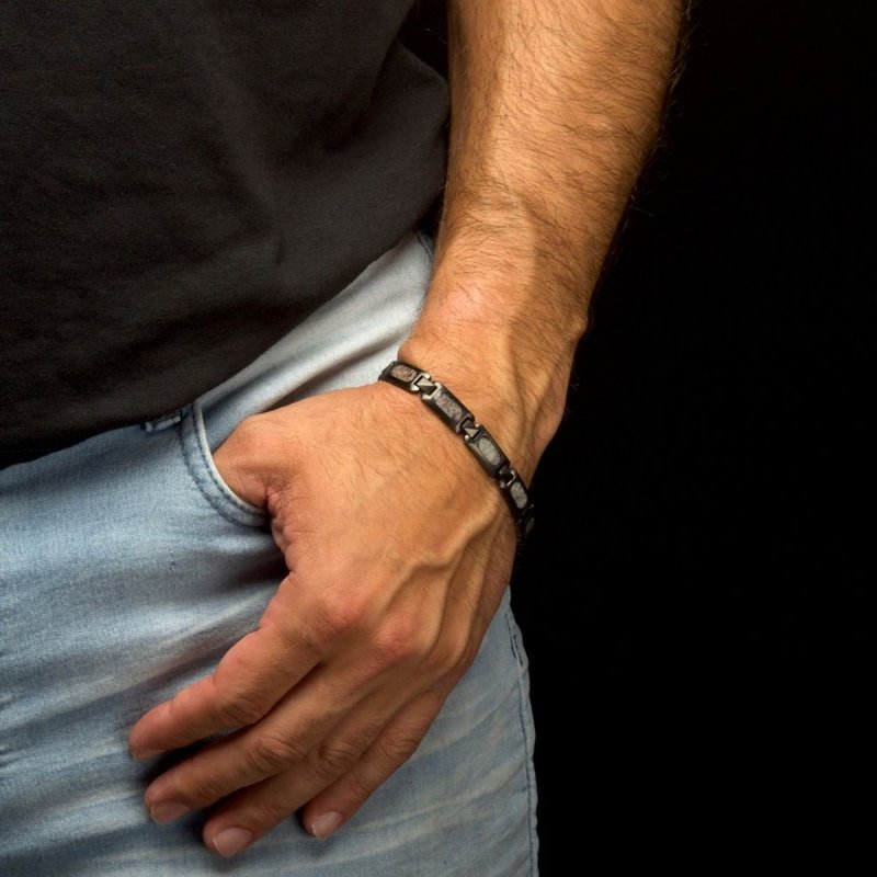 Orland Bijouterie Bracelet Homme Acier Carbone Black Color Men's