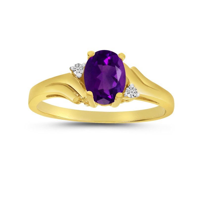 10k gold amethyst diamond ring discount