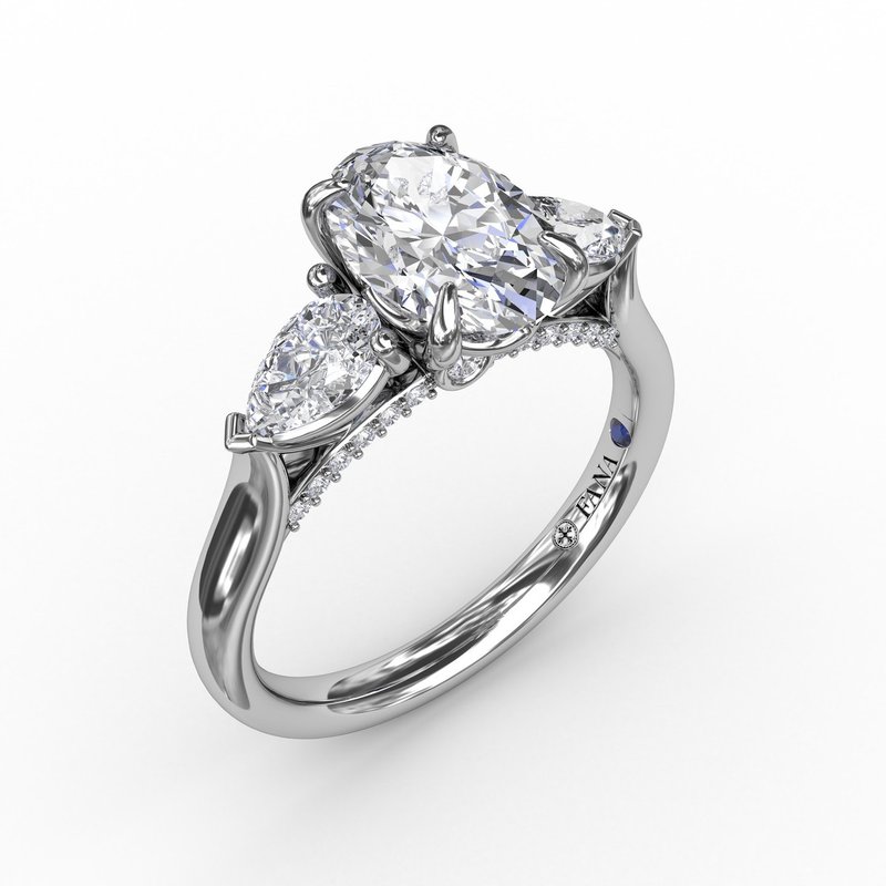 Fana Classic Three-Stone Oval Engagement Ring With Pear