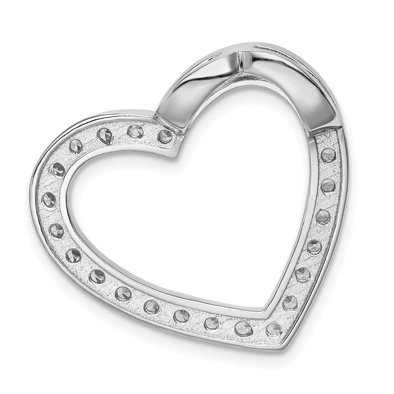 Rhodium Plated shops Key Slide Pendant with CZ Heart - 925 Sterling Silver