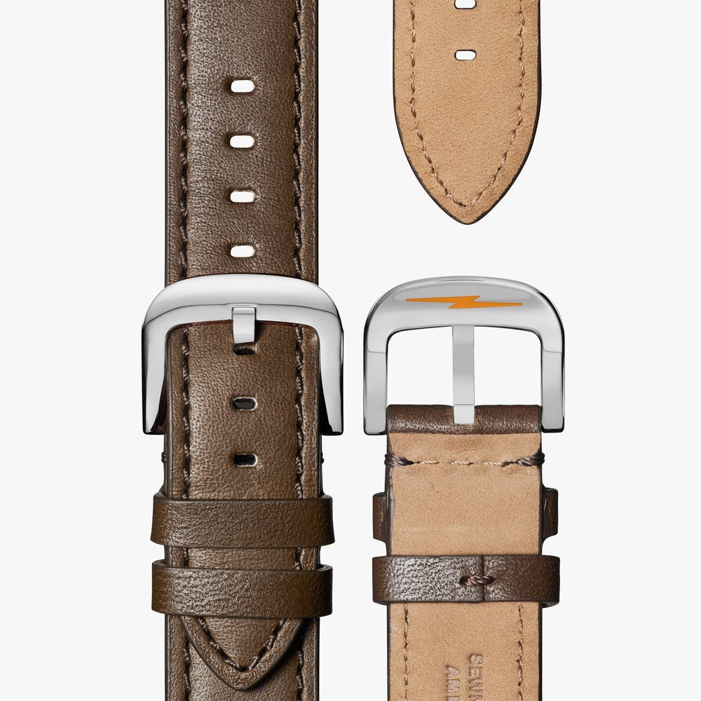 Shinola The Canfield 43mm Alabaster Dial Leather Strap Watch