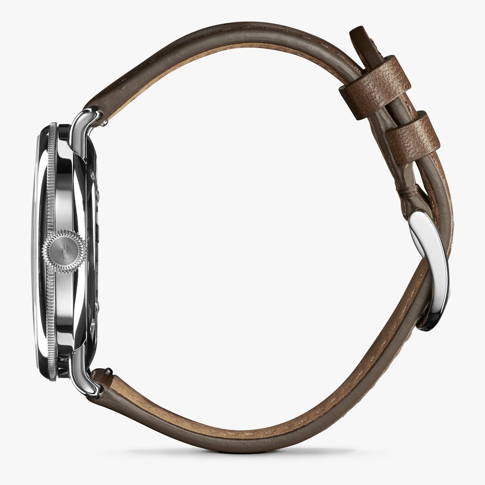 Shinola The Canfield 43mm Alabaster Dial Leather Strap Watch