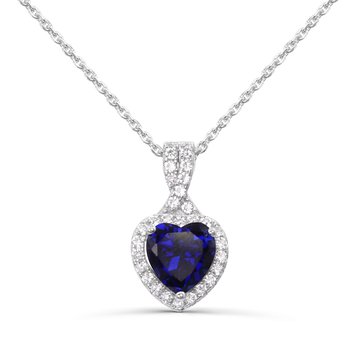 Sterling Silver Created Blue Sapphire and Created White Sapphire Pendant P13407CSCWS