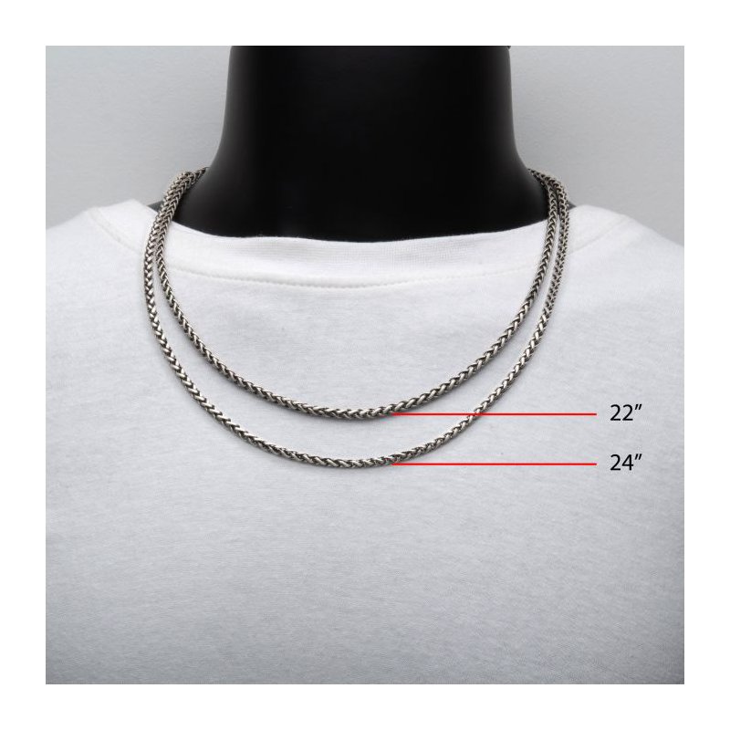 INOX Jewelry 4mm 925 Italy Silver Black Rhodium Plated Brushed