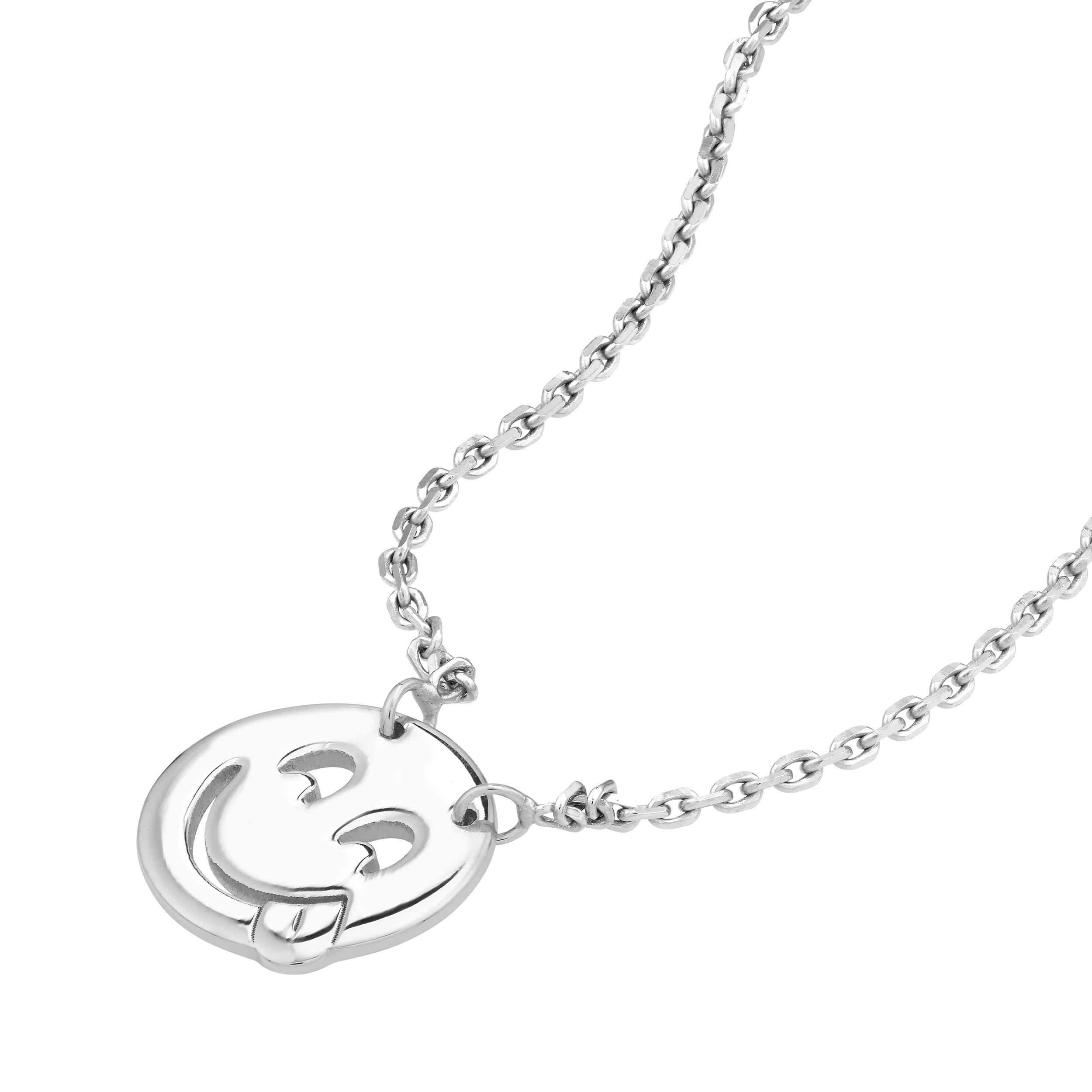 Midas Chain Sterling Silver Emoji With Tongue Adjustable Necklace