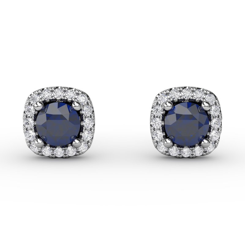 Cushion Cut Sapphire Stud Earrings - Trice Jewelers