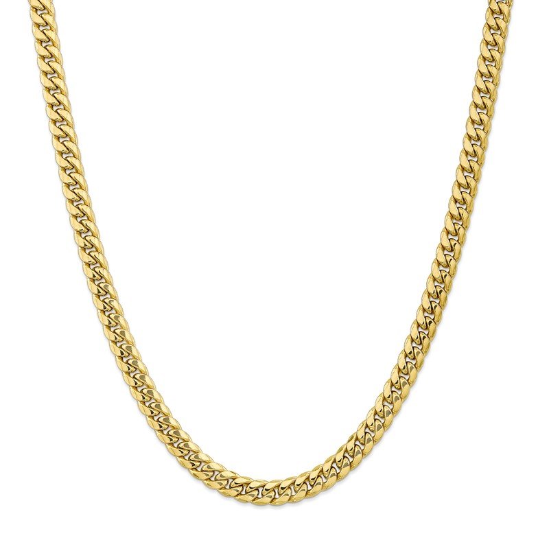 Quality Gold 10k 7.3mm Semi-Solid Miami Cuban Chain 10BC156 Quality Gold 10k 7.3mm Semi-Solid Miami Cuban Chain 10BC156