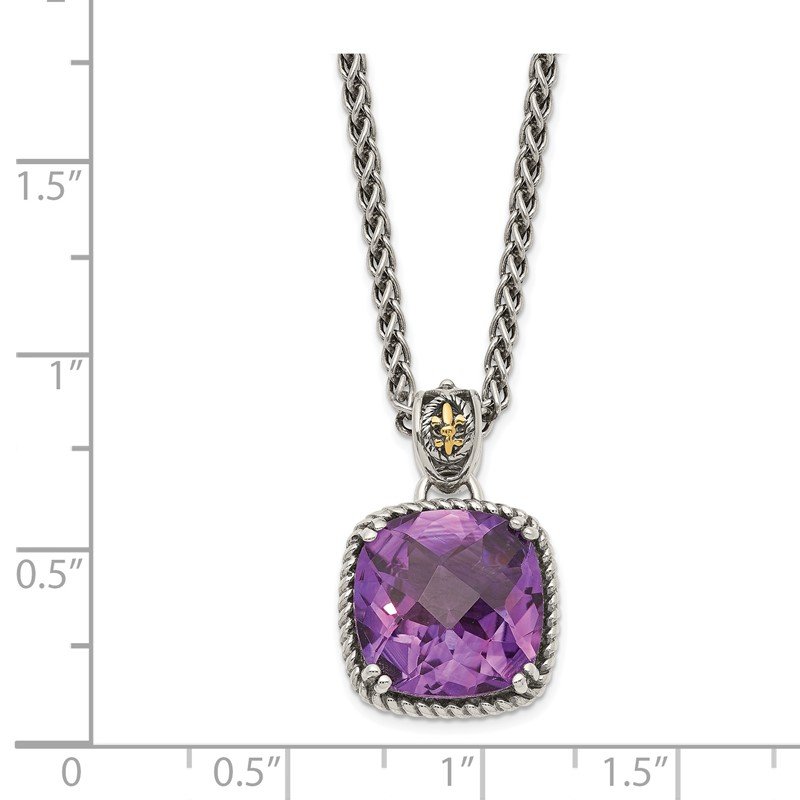 Shey Couture Sterling Silver with 14k Accent Antiqued Amethyst 18 inch Necklace