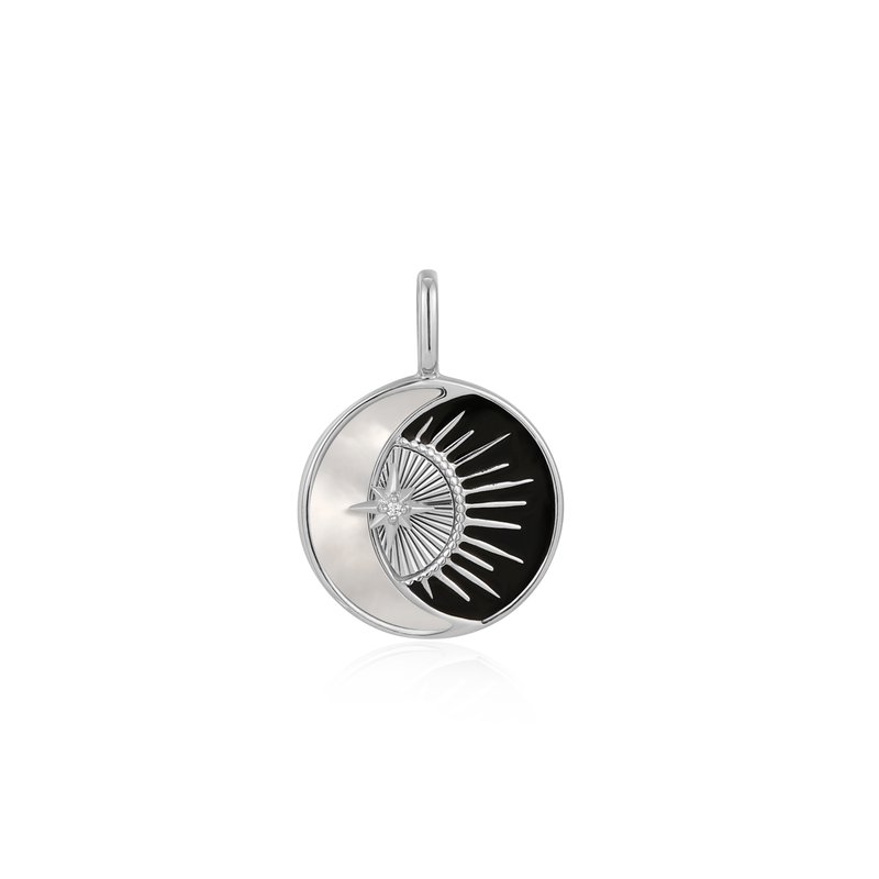 Eclipse Sun Moon Necklace with Cubic Zirconia Rhodium-plated Sterling Silver Eclipse Sun Moon Necklace with Cubic Zirconia Rhodium-plated Sterling Silver