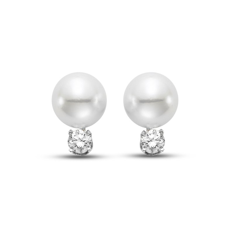 14KT Gold Pearl Diamond Earrings E6570DFW Mastoloni Pearls 14kt-gold-pearl-diamond-earrings-e6570dfw-mastoloni-pearls