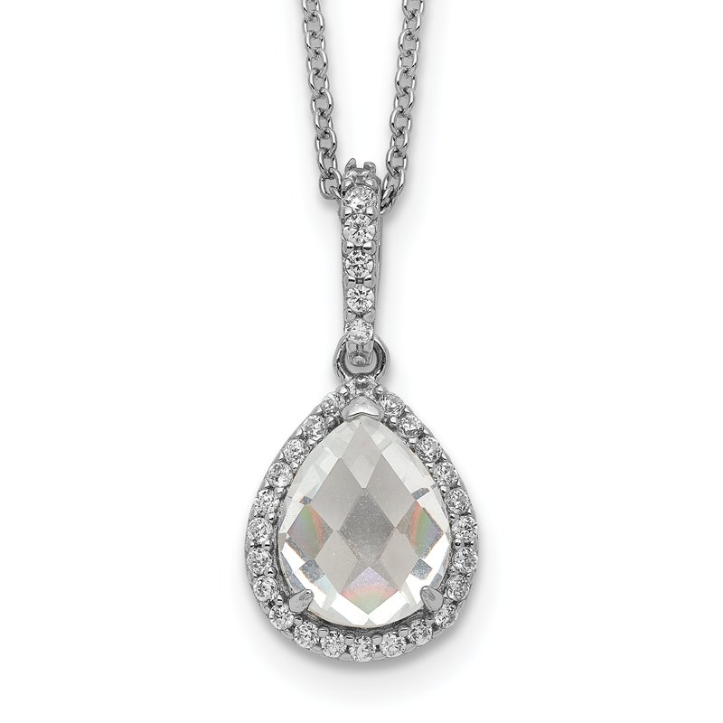 Cheryl M Sterling Silver Rhodium-plated Checkerboard-cut and