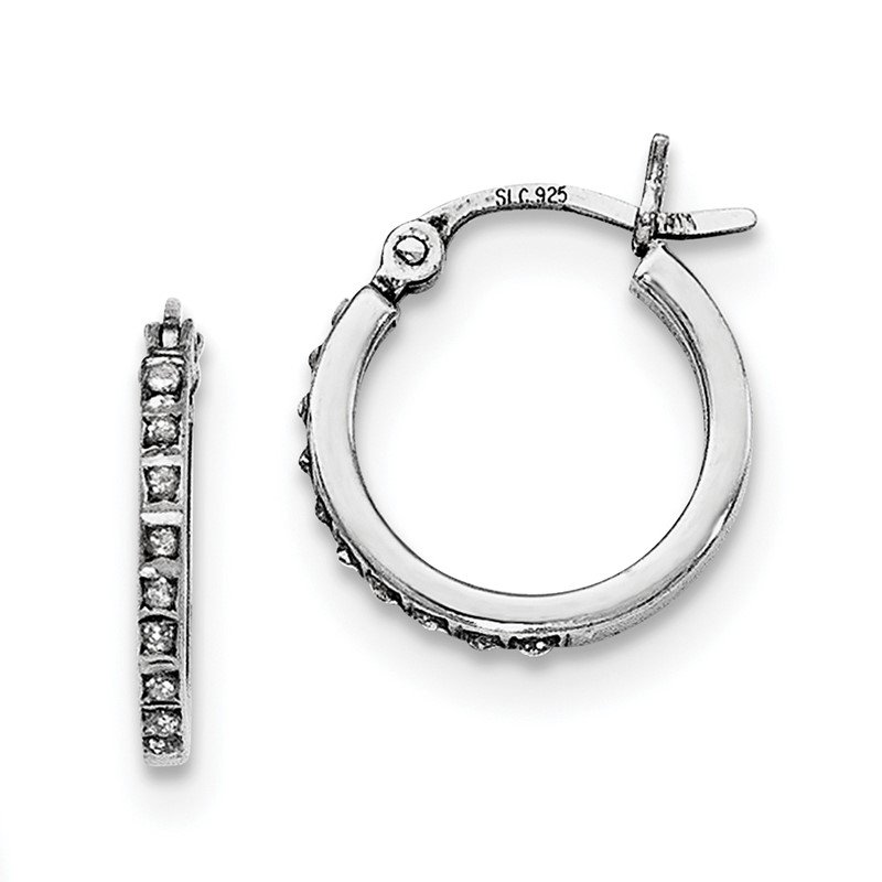 Sterling Silver Diamond Mystique Oval & Round Hoop Earrings Set Sterling Silver Diamond Mystique Oval & Round Hoop Earrings Set