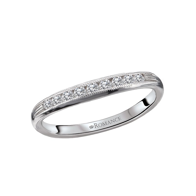 Curved Front Diamond Wedding Band 160268-W - Romance