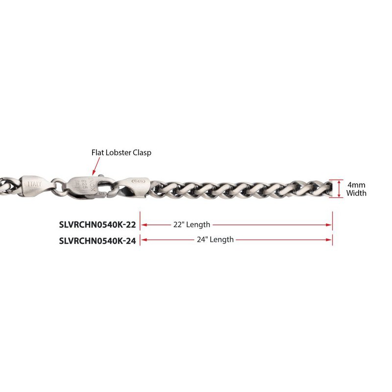 INOX Jewelry 4mm 925 Italy Silver Black Rhodium Plated Brushed