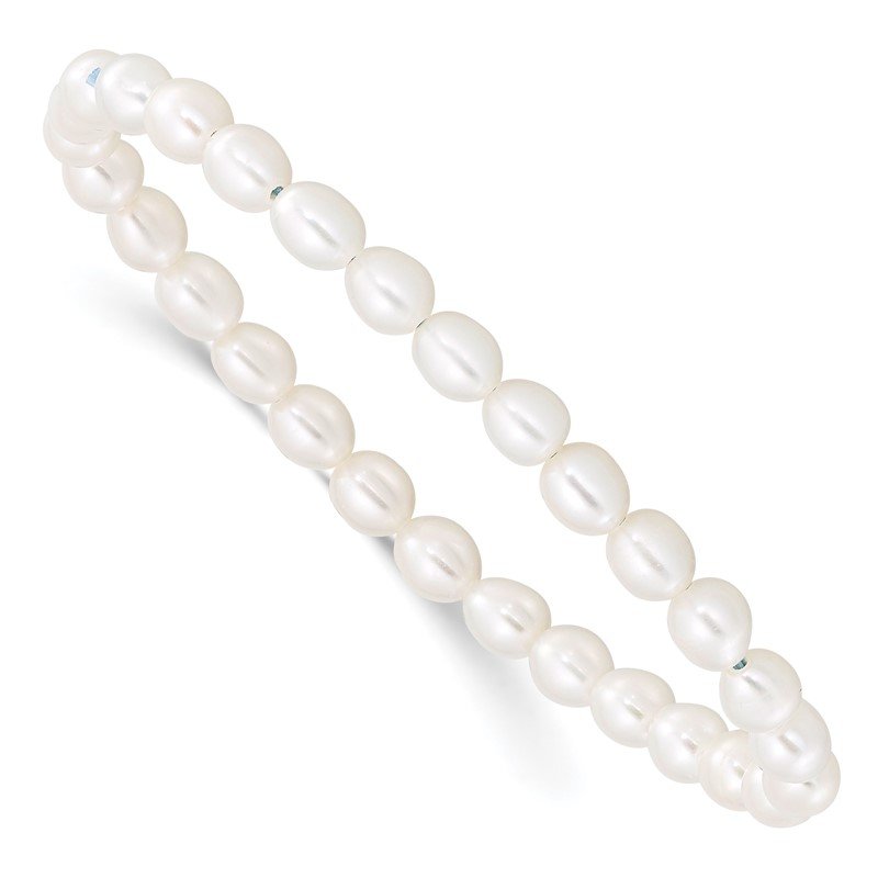 White Cultured Freshwater Pearl Stretch Bracelet with 4-5mm White Cultured Freshwater Pearl Stretch Bracelet with 4-5mm