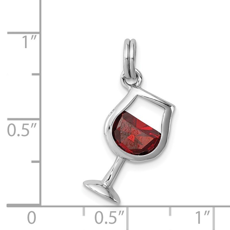 Sterling Silver Red CZ Wine Glass Charm Sterling Silver Red CZ Wine Glass Charm