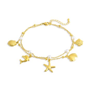 Sea Creatures and Pearl Charm Bracelet Z124-LN5668