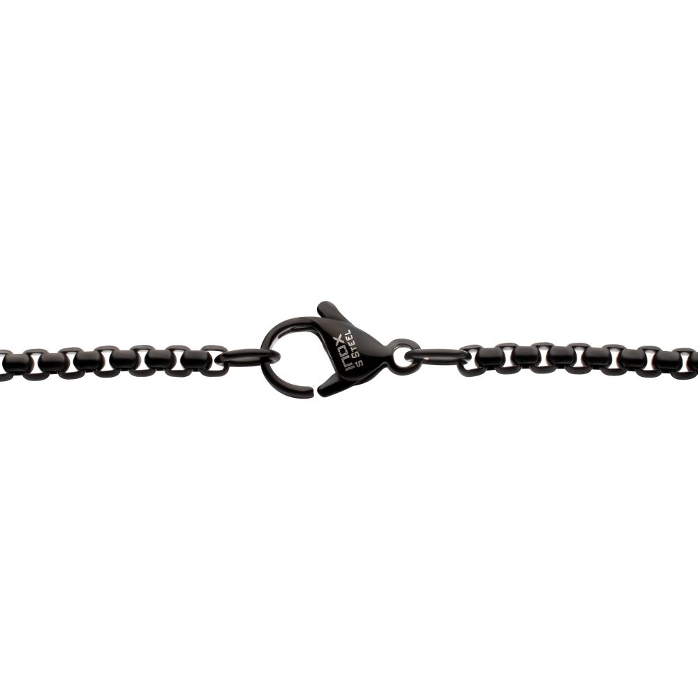 INOX Jewelry Matte Finish Black IP Steel Sandalwood Cross Pendant