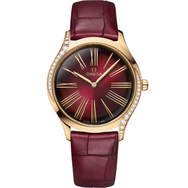 Omega Tresor 36 mm, Moonshine\u2122 gold on leather strap 42858366011001 -  Gary Michaels Fine Jewelry